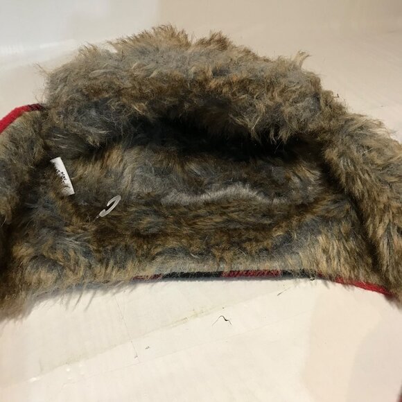 Indigo Baby Plaid Trapper Hat With Faux Fur Lining 6-12M - Picture 10 of 10